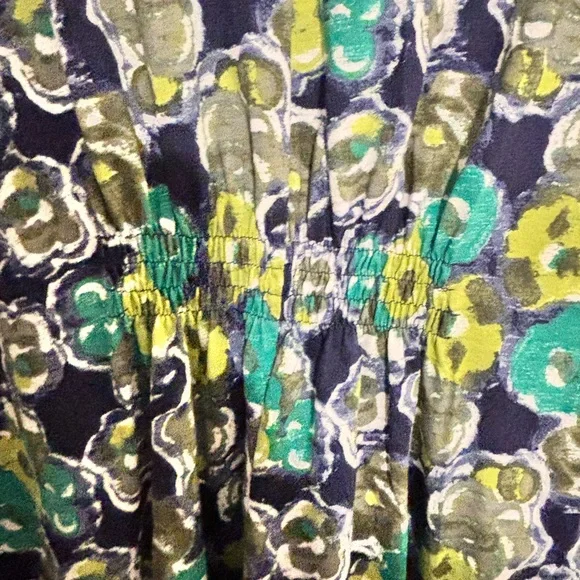 Floral V-Neck Dress in Green and Blue - Picture 6 of 6